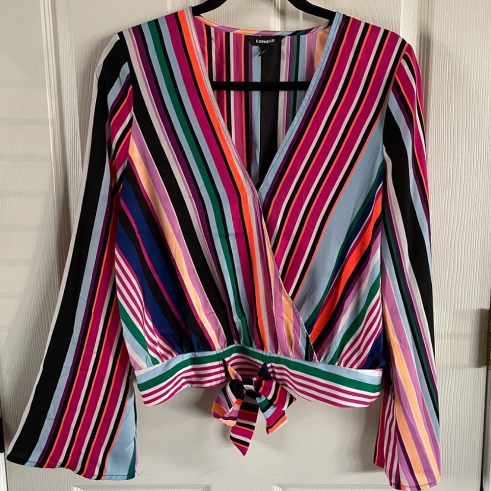 Striped Wrap Blouse